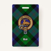 Badge Clan Blair Crest sur Tartan (Devant)