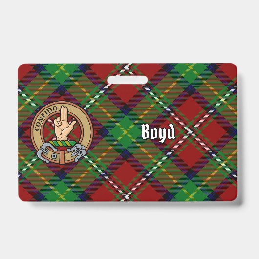 Badge Clan Boyd Crest sur Tartan (Face)