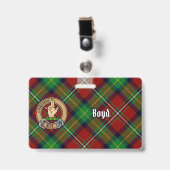 Badge Clan Boyd Crest sur Tartan (Face avec clip)
