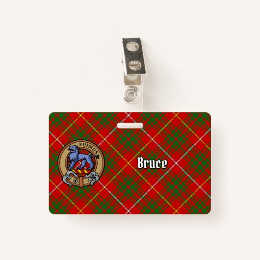 Badge Clan Bruce Crest sur Tartan (Devant avec clip)