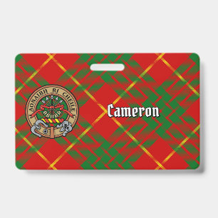 Badge Clan Cameron Crest sur Tartan