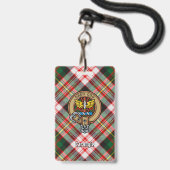 Badge Clan Carnegie Crest sur la robe Tartan (Face avec cordon)