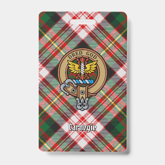 Badge Clan Carnegie Crest sur la robe Tartan (Face)