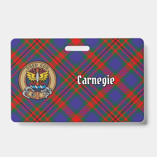 Badge Clan Carnegie Crest sur Tartan (Avant)
