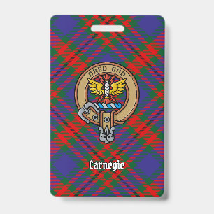 Badge Clan Carnegie Crête sur Tartan