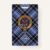 Badge Clan Clark Crest sur Tartan (Devant)