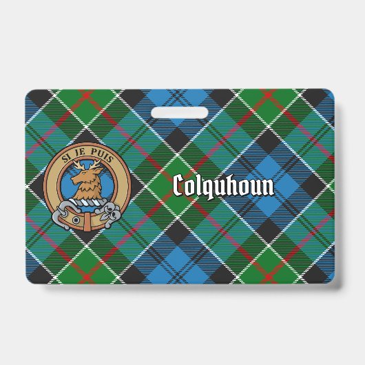 Badge Clan Colquhoun Crest sur Tartan (Avant)