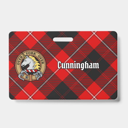 Badge Clan Cunningham Crest sur Tartan (Avant)
