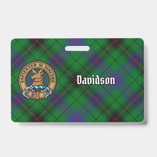 Badge Clan Davidson Crest sur Tartan (Front)