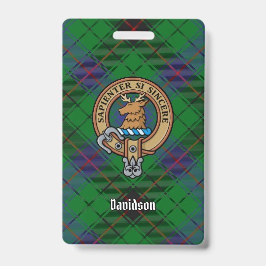 Badge Clan Davidson Crest sur Tartan (Avant)