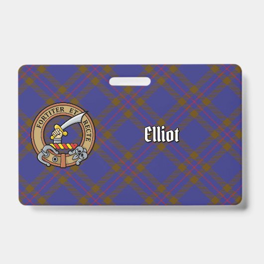 Badge Clan Elliot Crest sur Tartan moderne (Avant)
