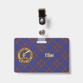 Badge Clan Elliot Crest sur Tartan moderne (Avant avec clip)