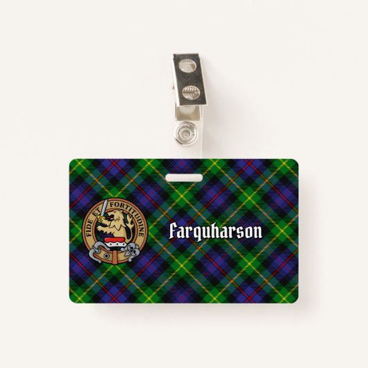 Badge Clan Farquharson Crest sur Tartan (Devant avec clip)