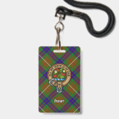Badge Clan Fraser Crest sur la chasse Tartan (Face avec cordon)