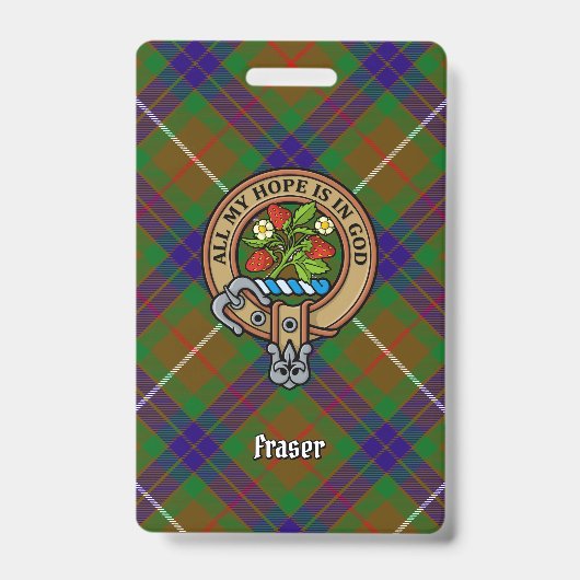 Badge Clan Fraser Crest sur la chasse Tartan (Face)