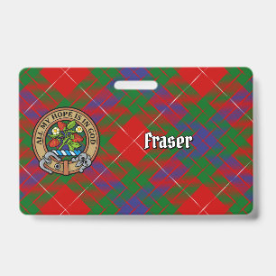 Badge Clan Fraser Crest sur Tartan