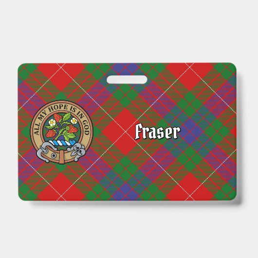 Badge Clan Fraser Crest sur Tartan (Avant)