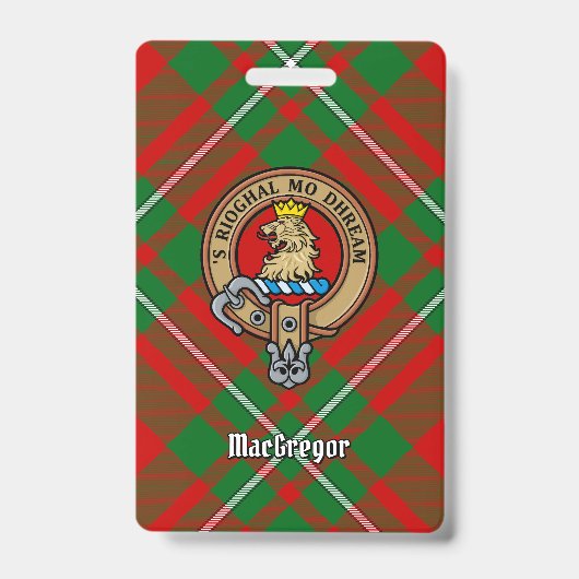 Badge Clan Gregor Crest sur Tartan (Avant)