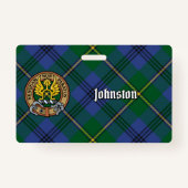 Badge Clan Johnston Crest sur Tartan (Devant)