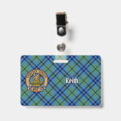 Badge Clan Keith Crest sur Tartan (Face avec clip)