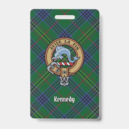 Badge Clan Kennedy Crest sur Tartan (Face)