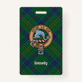 Badge Clan Kennedy Crest sur Tartan (Devant)
