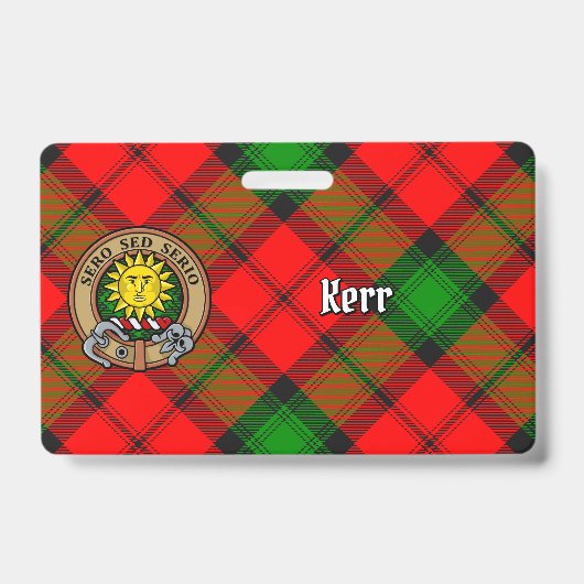 Badge Clan Kerr Crest sur Tartan (Avant)