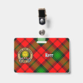 Badge Clan Kerr Crest sur Tartan (Avant avec clip)