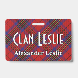 Badge Clan Leslie Tartan Rouge et Bleu Snappy
