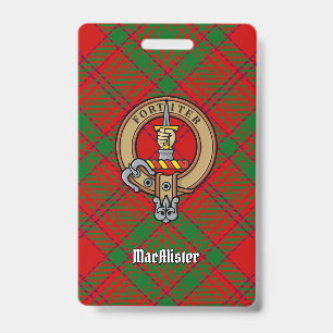 Badge Clan MacAlister de Glenbarr Crête sur Tartan