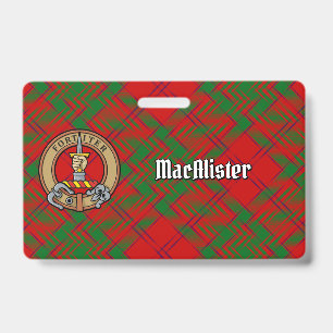 Badge Clan MacAlister de Glenbarr Crête sur Tartan