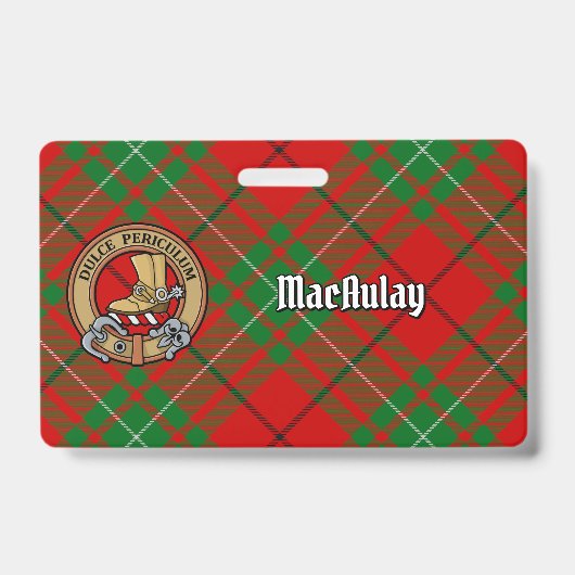 Badge Clan MacAulay Crest sur Tartan (Avant)
