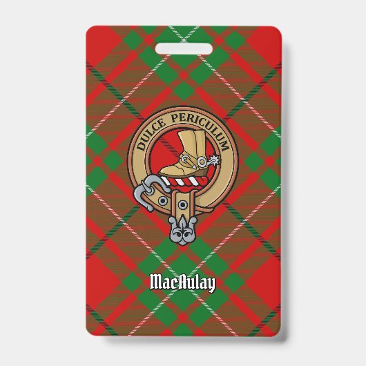 Badge Clan MacAulay Crest sur Tartan (Avant)