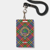 Badge Clan MacBeth Crest sur Tartan (Avant avec lanière)