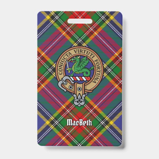 Badge Clan MacBeth Crest sur Tartan (Avant)