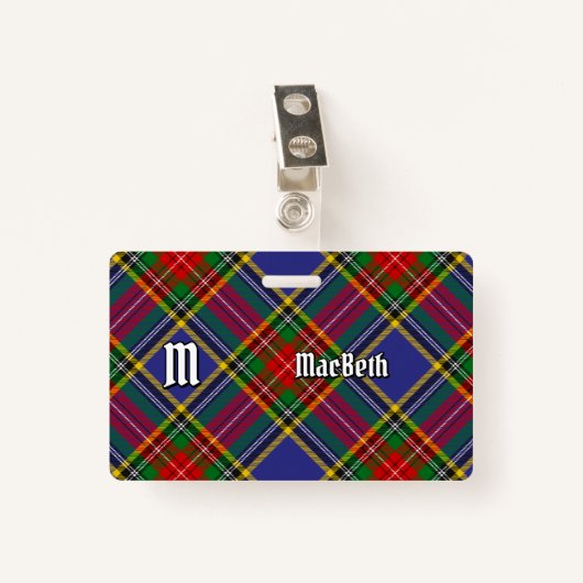 Badge Clan MacBeth Insigne Tartan (Devant avec clip)
