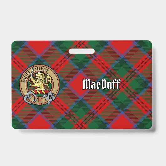 Badge Clan MacDuff Crest sur Tartan (Avant)