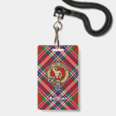 Badge Clan MacFarlane Crest sur Red Tartan (Front with Lanyard)
