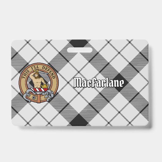 Badge Clan MacFarlane Crest sur tarte noir et blanc (Avant)