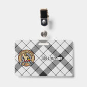 Badge Clan MacFarlane Crest sur tarte noir et blanc (Avant avec clip)