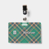 Badge Clan MacFarlane Tartan de chasse antique (Avant avec clip)