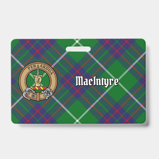 Badge Clan MacIntyre Crest sur Tartan (Front)
