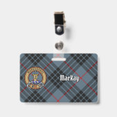 Badge Clan MacKay Crest sur Blue Tartan (Front with Clip)