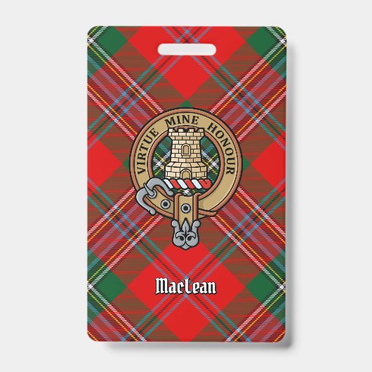Badge Clan MacLean Crest sur Tartan (Avant)