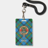 Badge Clan MacLeod Crest sur Tartan (Avant avec lanière)