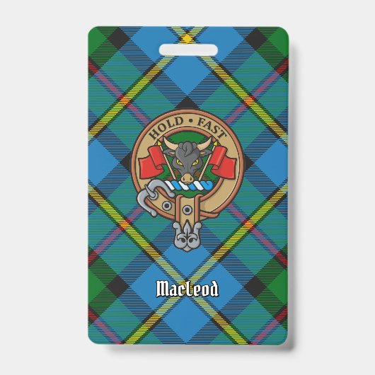 Badge Clan MacLeod Crest sur Tartan (Avant)