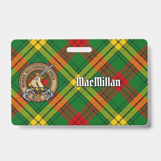 Badge Clan MacMillan Crest sur Tartan (Avant)