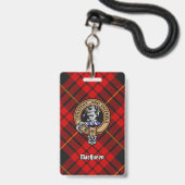 Badge Clan MacQueen Crest sur Tartan (Avant avec lanière)