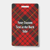 Badge Clan MacQueen Crest sur Tartan (Arrière)