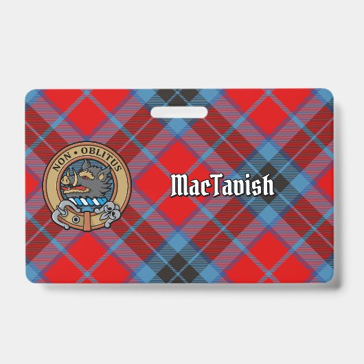 Badge Clan MacTavish Crest sur Tartan (Avant)